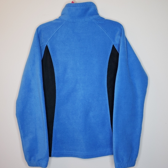 Columbia Fleece Jacket Full Zip Warm Blue Sweatshirt LARGE 12 14 - Picture 2 of 12